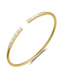 BAGUETTE DIAMOND CUFF STYLE BANGLE BRACELET (TB795)