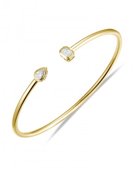 PEAR EMERALD CUT DIAMOND CUFF STYLE BANGLE BRACELET (TB797)