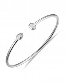 PEAR EMERALD CUT DIAMOND CUFF STYLE BANGLE BRACELET (TB797)