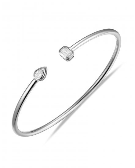 PEAR EMERALD CUT DIAMOND CUFF STYLE BANGLE BRACELET (TB797)