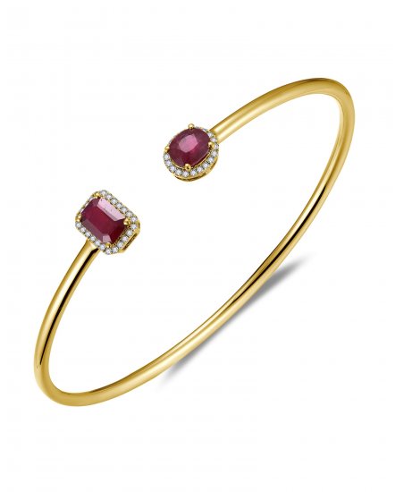 RUBY DIAMOND CUFF STYLE BANGLE BRACELET (TB799)