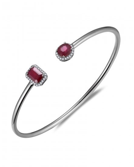 RUBY DIAMOND CUFF STYLE BANGLE BRACELET (TB799)