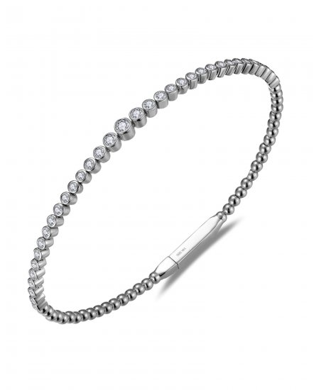BEZEL DIAMOND FLEXIBLE BANGLE BRACELET (TB802)