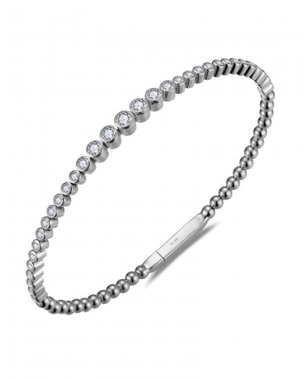 BEZEL DIAMOND FLEXIBLE BANGLE BRACELET (TB802C)