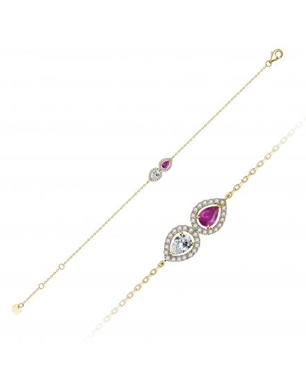PEAR RUBY DIAMOND BRACELET (TB803)