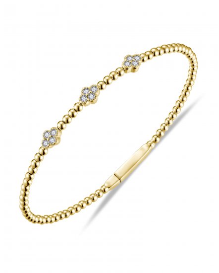 CLOVER STYLE DIAMOND FLEXIBLE BANGLE BRACELET (TB815)
