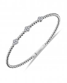 CLOVER STYLE DIAMOND FLEXIBLE BANGLE BRACELET (TB815)