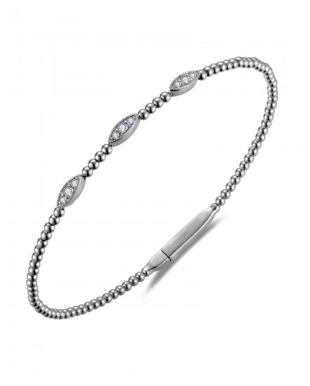 MARQUISE STYLE DIAMOND FLEXIBLE BANGLE BRACELET (TB817)