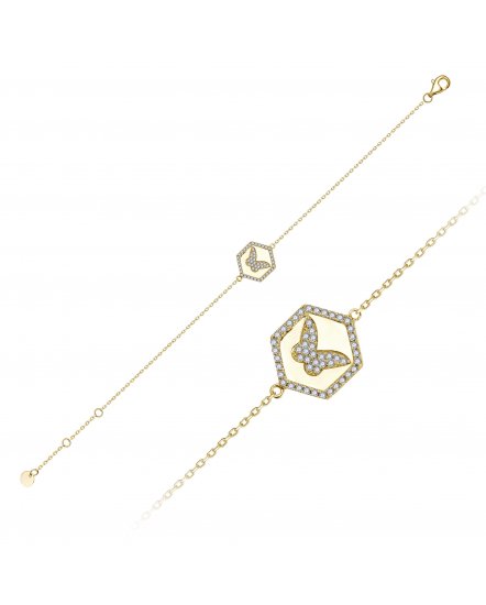 HEXAGON STYLE BUTTERFLY DIAMOND BRACELET (TB846)