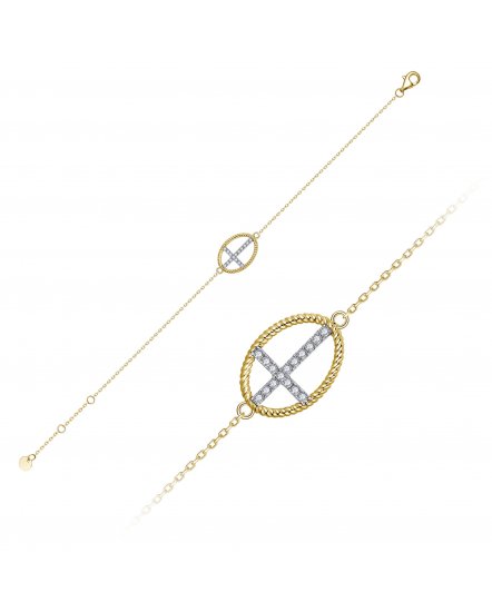 OVAL STYLE CROSS DIAMOND BRACELET (TB856)