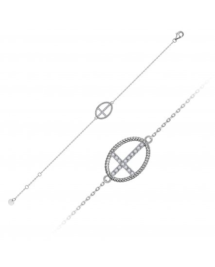 OVAL STYLE CROSS DIAMOND BRACELET (TB856)
