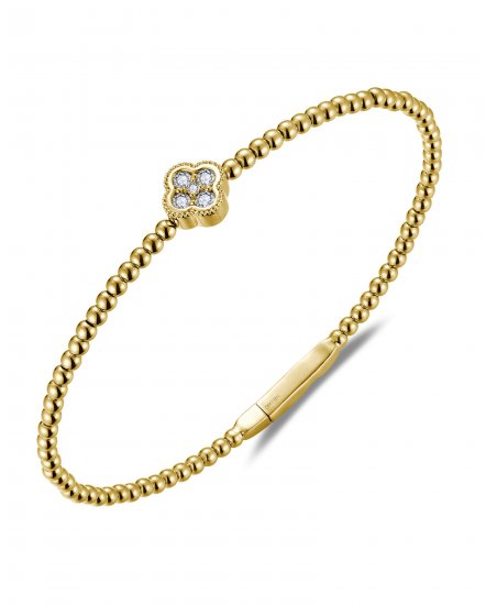 CLOVER STYLE DIAMOND FLEXIBLE BANGLE BRACELET (TB890)