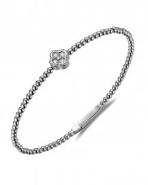 CLOVER STYLE DIAMOND FLEXIBLE BANGLE BRACELET (TB890)
