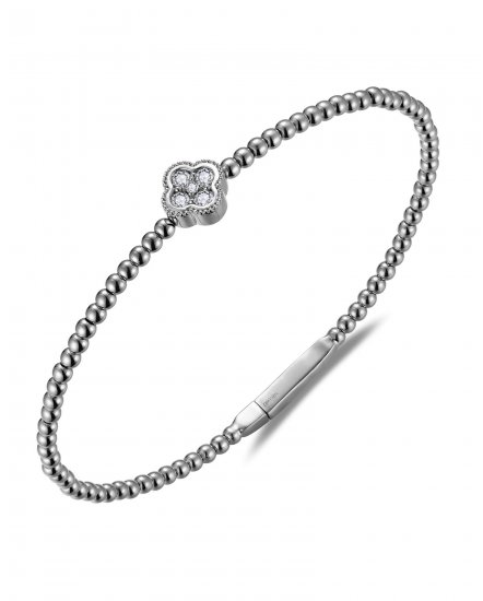 CLOVER STYLE DIAMOND FLEXIBLE BANGLE BRACELET (TB890)