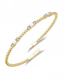 BAGUETTE DIAMOND FLEXIBLE BANGLE BRACELET (TB891)