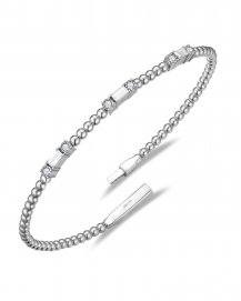 BAGUETTE DIAMOND FLEXIBLE BANGLE BRACELET (TB891)