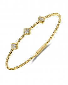 CLOVER STYLE DIAMOND FLEXIBLE BANGLE BRACELET (TB895)