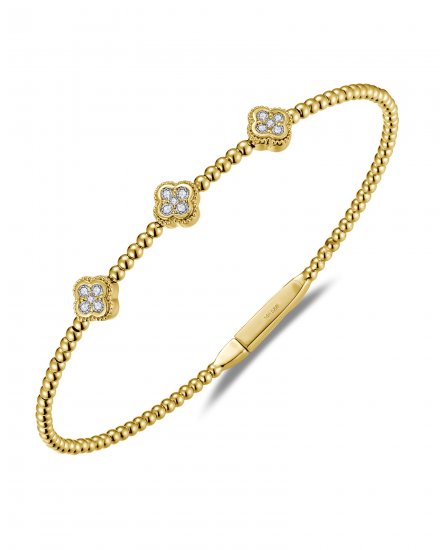CLOVER STYLE DIAMOND FLEXIBLE BANGLE BRACELET (TB895)