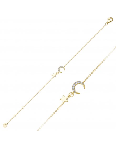 CRESCENT MOON STAR DIAMOND BRACELET (TB896)