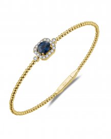 OVAL SAPPHIRE DIAMOND FLEXIBLE BANGLE BRACELET (TB904)