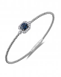 OVAL SAPPHIRE DIAMOND FLEXIBLE BANGLE BRACELET (TB904)