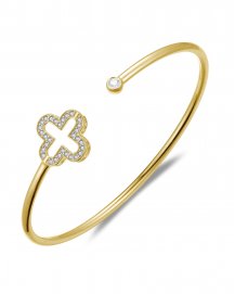 CLOVER CUFF STYLE DIAMOND BANGLE BRACELET (TB905)