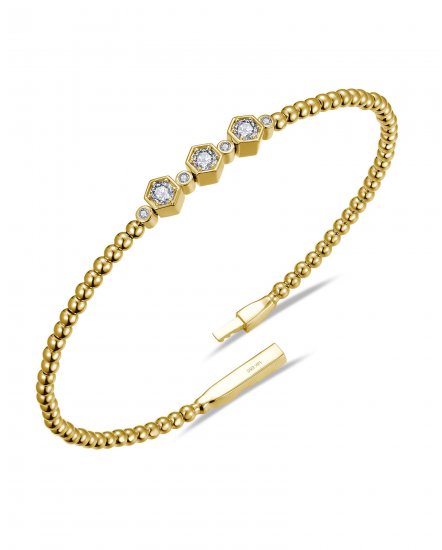 HEXAGON SHAPE DIAMOND FLEXIBLE BANGLE BRACELET (TB907)