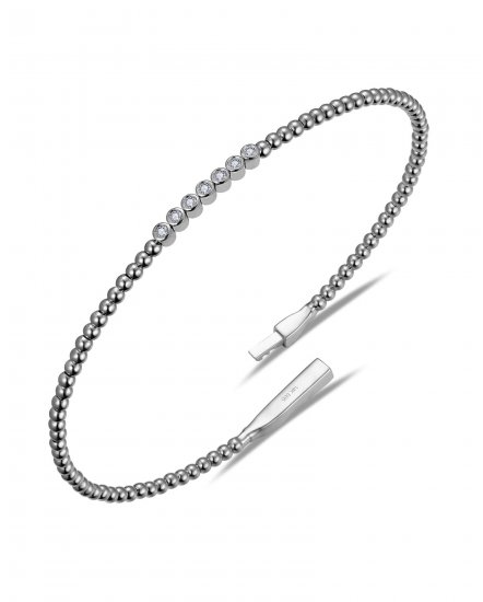 BEZEL DIAMOND FLEXIBLE BANGLE BRACELET (TB909)