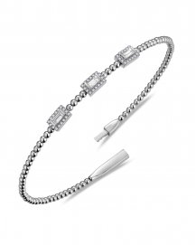 BAGUETTE DIAMOND FLEXIBLE BANGLE BRACELET (TB910)