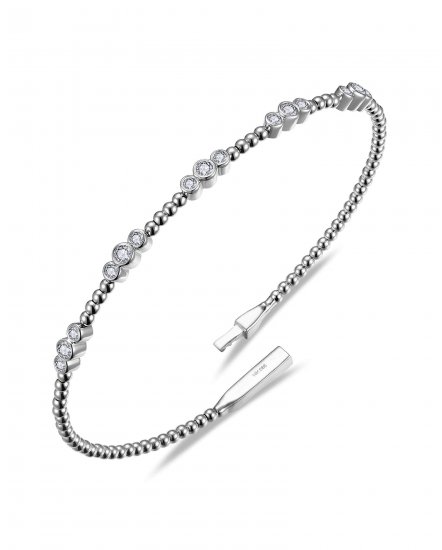 BEZEL DIAMOND FLEXIBLE BANGLE BRACELET (TB912)