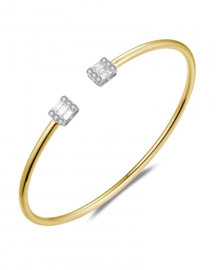 BAGUETTE DIAMOND CUFF STYLE BANGLE BRACELET (TB914)