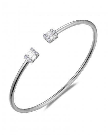 BAGUETTE DIAMOND CUFF STYLE BANGLE BRACELET (TB914)