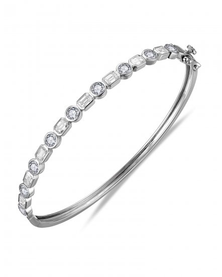 EMERALD CUT DIAMOND BANGLE BRACELET (TB926)