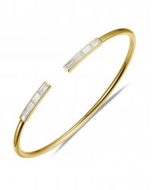 BAGUETTE DIAMOND CUFF STYLE BANGLE BRACELET (TB927)