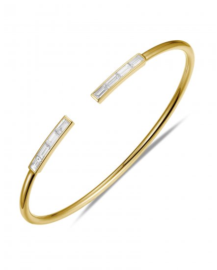 BAGUETTE DIAMOND CUFF STYLE BANGLE BRACELET (TB927)
