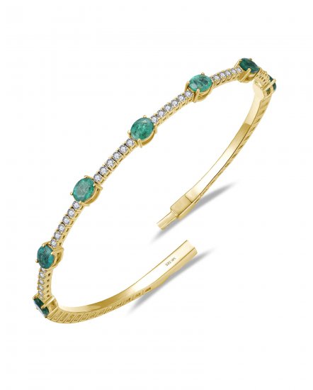 OVAL EMERALD DIAMOND FLEXIBLE BANGLE BRACELET (TB935)