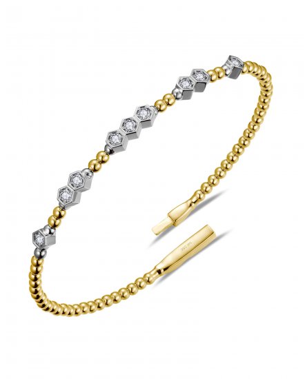 HEXAGON SHAPE DIAMOND FLEXIBLE BANGLE BRACELET  (TB938)
