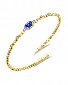 OVAL SAPPHIRE DIAMOND FLEXIBLE BANGLE BRACELET (TB939)