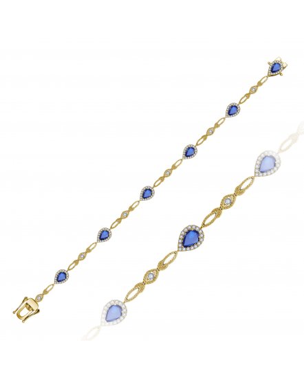 PEAR SAPPHIRE DIAMOND BRACELET (TB949)