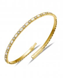 BAGUETTE DIAMOND FLEXIBLE BANGLE BRACELET (TB952)