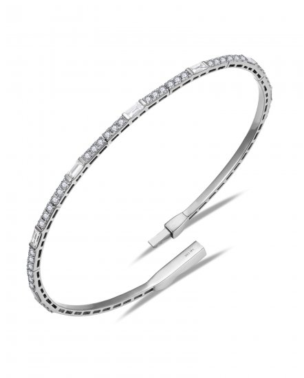 BAGUETTE DIAMOND FLEXIBLE BANGLE BRACELET (TB953)
