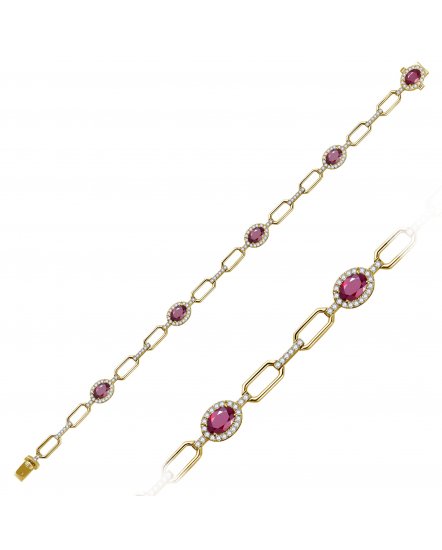 OVAL RUBY DIAMOND BRACELET (TB963)
