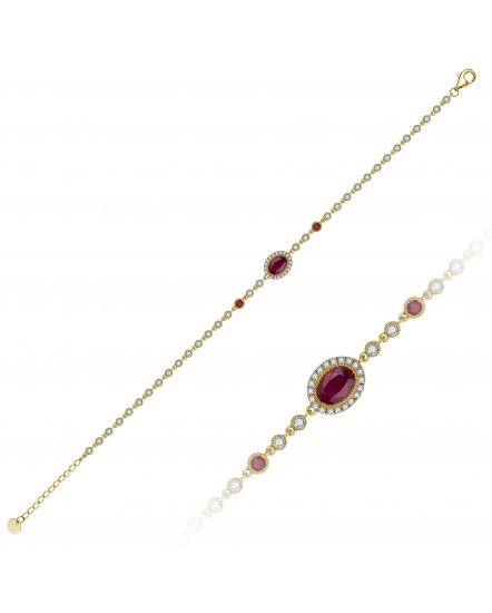 OVAL RUBY DIAMOND BRACELET (TB964)