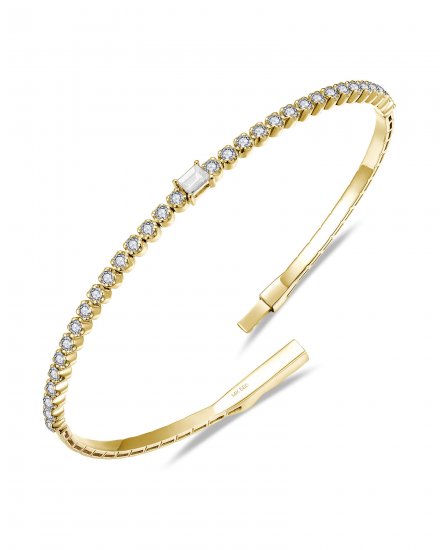 BAGUETTE DIAMOND FLEXIBLE BANGLE BRACELET (TB974)