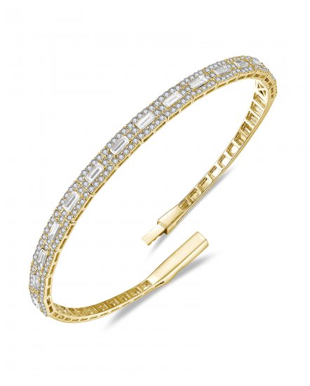 BAGUETTE DIAMOND FLEXIBLE BANGLE BRACELET (TB975)