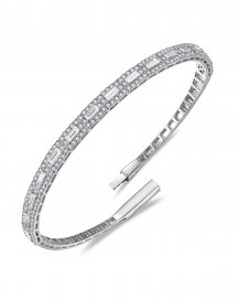 BAGUETTE DIAMOND FLEXIBLE BANGLE BRACELET (TB975)