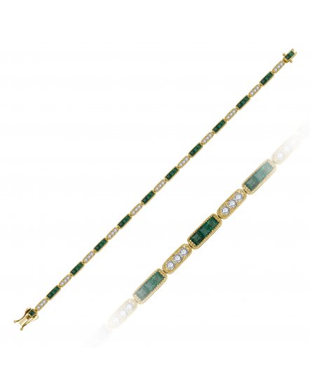 PRINCESS CUT EMERALD DIAMOND BRACELET (TB978)