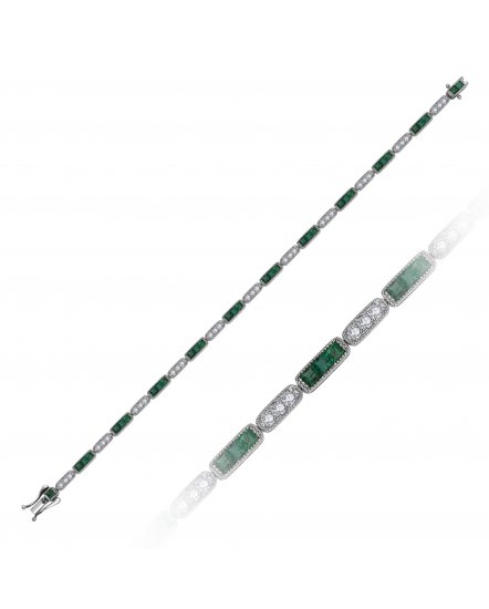 PRINCESS CUT EMERALD DIAMOND BRACELET (TB978)