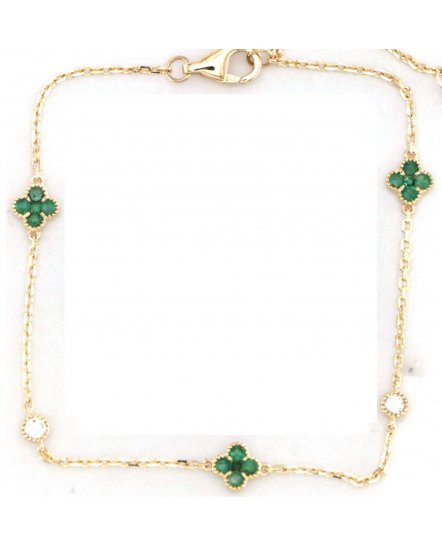 CLOVER STYLE EMERALD DIAMOND BRACELET (TB993)