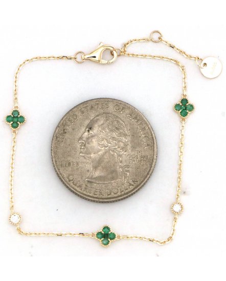 CLOVER STYLE EMERALD DIAMOND BRACELET (TB993)